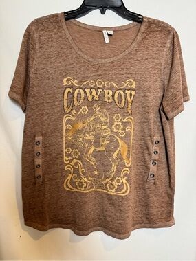 Vintage style Cowboy Graphic Brown Tee L